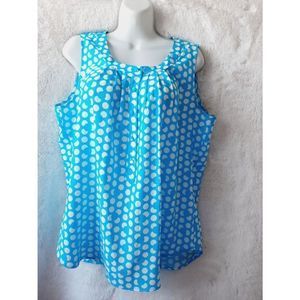 New York & Company blue polka dot large sleeveless blouse